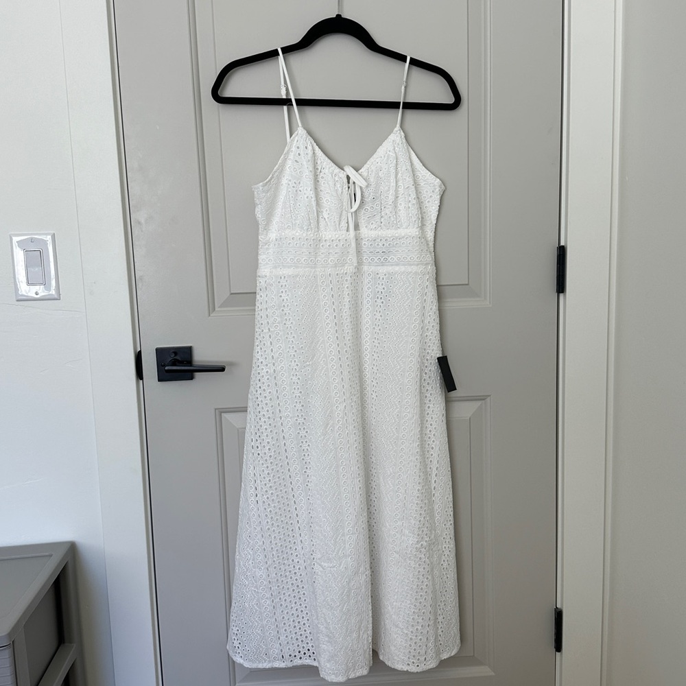 Lulu's White Eyelet Midi Dress